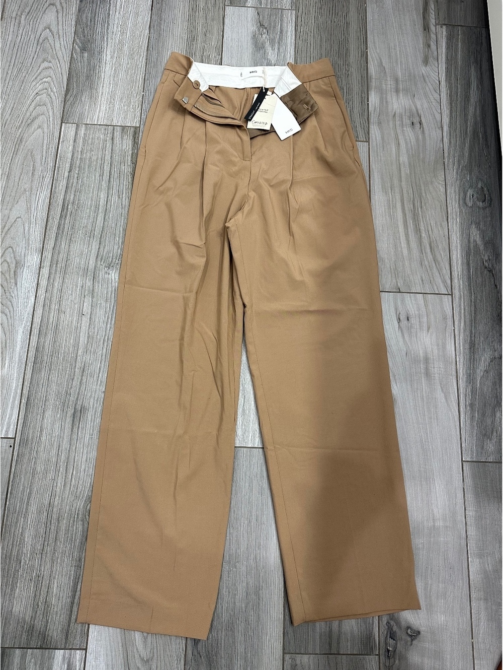 MNG Straight High Waist Tan Pants Size US 2
